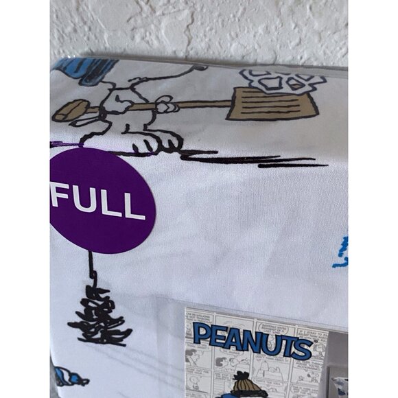 Peanuts Snoopy Puffy Coat FULL SIZE Sheet Set Christmas Puffer Jacket White Blue - Picture 6 of 13